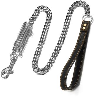 39 "Met Demping Lente Praktische Kraag Trekkabel Kinketting Rvs Lood Veiligheid Wandelen Hondenriem Grote Huisdier dikke zilver