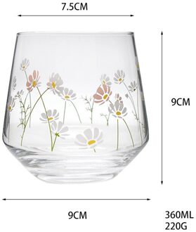 390Ml Japan En Zuid-korea Ins Handgeschilderde Tulp Bloem Glazen Beker Huishoudelijke Hittebestendig Drinkbeker grote Buik Mousse Cup Little Daisy