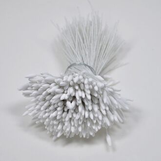 390Pcs 2Mm Enkele Hoofden Meeldraden Diy Kunstmatige Mini Bloemen Bloem Meeldraden Stamper Gedempt Kleur Meeldraden nee 1 wit