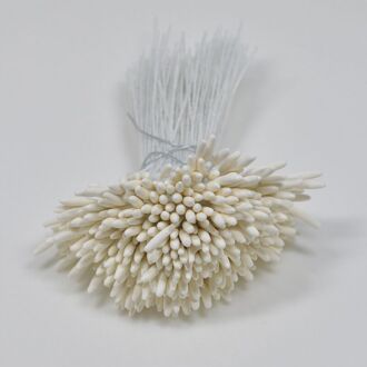 390Pcs 2Mm Enkele Hoofden Meeldraden Diy Kunstmatige Mini Bloemen Bloem Meeldraden Stamper Gedempt Kleur Meeldraden nee 2 ivoor