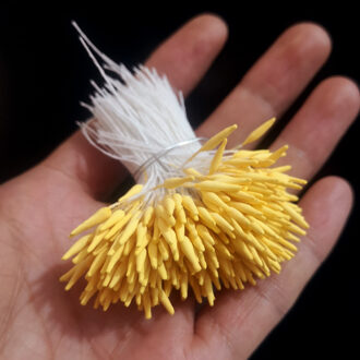 390Pcs 2Mm Enkele Hoofden Meeldraden Diy Kunstmatige Mini Bloemen Bloem Meeldraden Stamper Gedempt Kleur Meeldraden nee 4 geel