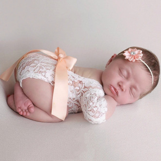 3Colors Lace Baby Rompers Newborn Infant Photography Props Clothes With Bebe Girls Photo Clothing Jumpsuit Costumes Accessories