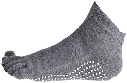 3D Anti-Slip Rubber Bottom Voetbal Sokken Ademend Running Sport Sokken Vijf Vinger Teen Sokken Atletische Katoenen Sokken donker grijs