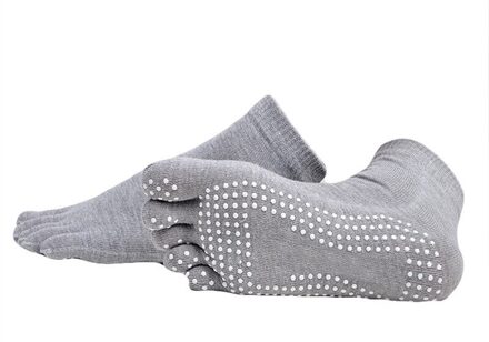 3D Anti-Slip Rubber Bottom Voetbal Sokken Ademend Running Sport Sokken Vijf Vinger Teen Sokken Atletische Katoenen Sokken licht grijs