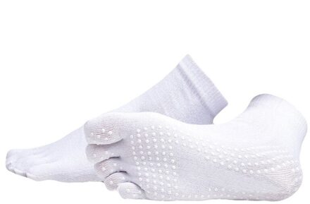 3D Anti-Slip Rubber Bottom Voetbal Sokken Ademend Running Sport Sokken Vijf Vinger Teen Sokken Atletische Katoenen Sokken wit