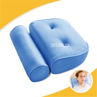 3D Bad Kussen Met Sucker Anti-Slip Baden Kussens Hoofdsteun Huishouden Badkamer Benodigdheden Badkamer Bad Kussens grijs