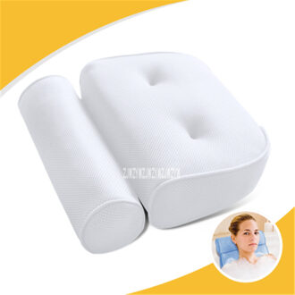 3D Bad Kussen Met Sucker Anti-Slip Baden Kussens Hoofdsteun Huishouden Badkamer Benodigdheden Badkamer Bad Kussens wit