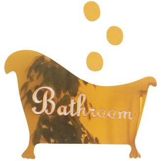 3D Badkamer Spiegel Sticker Grappige Deur Ingang Teken Thuis Badkamer Acryl Diy Muursticker Decals Home Decoratie 8D26 goud