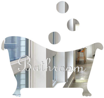 3D Badkamer Spiegel Sticker Grappige Deur Ingang Teken Thuis Badkamer Acryl Diy Muursticker Decals Home Decoratie 8D26 zilver