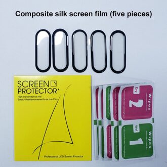 3D Beschermende Film Glas Voor Xiaomi Mi Band 6 Volledige Cover Voor Mi Band 6 Smart Horlogeband Soft Screen Protector voor Mi Band 6 Case composite 5stk