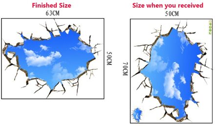 3D Blauwe Hemel Witte Wolken Muursticker Voor Kinderen Kamers Plafond Dak Muurtattoo Home Decor Zelfklevende floor Art Mural Poster