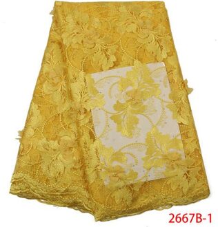 3D Bloem Kant Stof Franse Tule Kant Stof Afrikaanse Borduurwerk met Kralen voor Bruiloft KS2667B-6 afbeelding 1