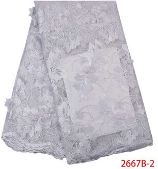 3D Bloem Kant Stof Franse Tule Kant Stof Afrikaanse Borduurwerk met Kralen voor Bruiloft KS2667B-6 afbeelding 2