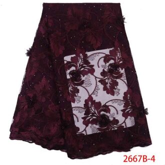 3D Bloem Kant Stof Franse Tule Kant Stof Afrikaanse Borduurwerk met Kralen voor Bruiloft KS2667B-6 afbeelding 4