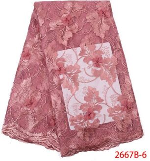 3D Bloem Kant Stof Franse Tule Kant Stof Afrikaanse Borduurwerk met Kralen voor Bruiloft KS2667B-6 afbeelding 6