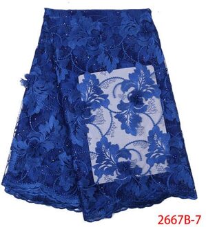 3D Bloem Kant Stof Franse Tule Kant Stof Afrikaanse Borduurwerk met Kralen voor Bruiloft KS2667B-6 afbeelding 7