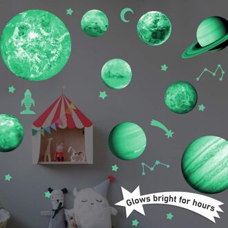 3D Bubble Lichtgevende Zonnestelsel Planeet Card Sterren Muursticker Voor Kinderkamer Slaapkamer Woondecoratie Glow In The Dark 100Pcs