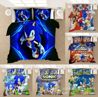 3D Cartoon Bedding Set Sonics Quilt Cover Hedgehogs Printed Bed Spead Child Kid Bedroom Polyester Bed Duvet Cover Bedclothes Set