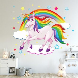 3D Cartoon Eenhoorn Muursticker Art Mural Slaapkamer Waterdichte Wanddecoratie Muurstickers Voor Kinderen Kamers 1