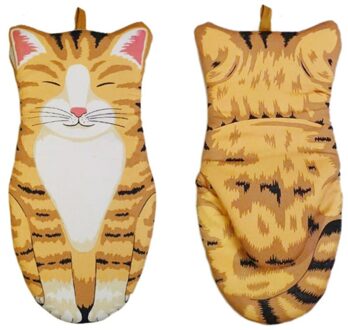 3D Cartoon Kat Ovenwanten Poten Lange Katoenen Bakken Isolatie Magnetron Hittebestendige Antislip Leuke Dier Handschoenen 1pc geel