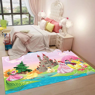 3D Cartoon Princess Living Room Carpet Rectangle Kids Rug Bedroom Bedside Bed Rug Childrenroom Princess Carpet Mat Baby Playmat