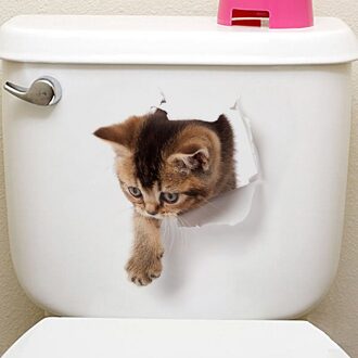 3D Cat Dog Wall Sticker Bathroom Bedroom Animal Decals Toilet Stickers Home Decoration Art Poster Wall Decal Home Decor -30 02