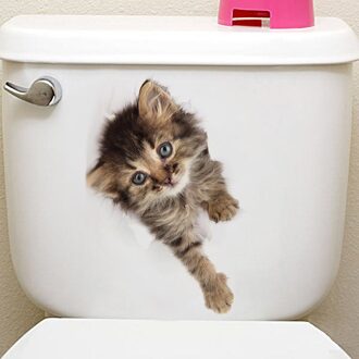 3D Cat Dog Wall Sticker Bathroom Bedroom Animal Decals Toilet Stickers Home Decoration Art Poster Wall Decal Home Decor -30 05