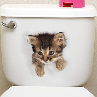 3D Cat Dog Wall Sticker Bathroom Bedroom Animal Decals Toilet Stickers Home Decoration Art Poster Wall Decal Home Decor -30 06
