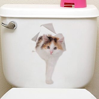 3D Cat Dog Wall Sticker Bathroom Bedroom Animal Decals Toilet Stickers Home Decoration Art Poster Wall Decal Home Decor -30 07