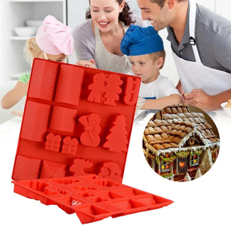 3D Christmas House Silicone Mold Fondant Cake Decorating Tools Chocolate Plaster Jelly Sugar Craft DIY Pastry Baking Mould