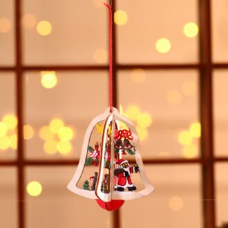3D Christmas Ornament Wooden Hanging Pendants Star Xmas Tree Bell Christmas Decorations for Home Party S55 bell old man
