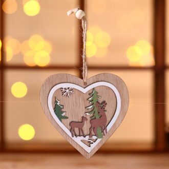 3D Christmas Ornament Wooden Hanging Pendants Star Xmas Tree Bell Christmas Decorations for Home Party S55 love hert