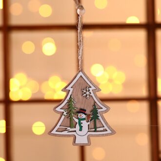 3D Christmas Ornament Wooden Hanging Pendants Star Xmas Tree Bell Christmas Decorations for Home Party S55 sneeuwman