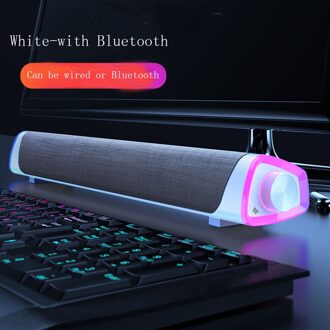 3D Computer Speakers Bluetooth 5.0 Bedrade Luidspreker Surround Soundbar Speaker Stereo Subwoofer Sound Bar Voor Laptop Notebook Pc Bluetooth wit