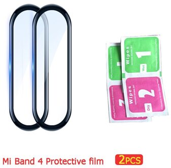 3D Cover Voor Xiaomi Mi Band 4 5 6 Smart Horloge Soft Volledige Nano-Gecoat Gehard Glas Film Screen protector Miband4/5/6 Accessoires Two stuk pack / For Mi band 4