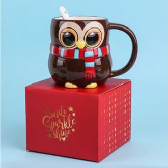 3D Creatieve Uil Koffie Cup Keramische Grappige Vogel Mok Met Cover Collection Voor Vrienden Liefhebbers