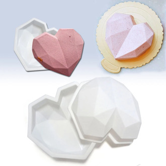 3D Diamond Love Heart Shape Silicone Molds for Baking Sponge Chiffon Mousse Dessert Cake Molds Food Grade