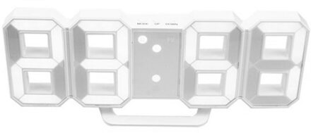 3D Digitale Klok Eenvoudige Mode LED Elektronische Klok USB Plug Wandklok Stereo Klok Home Decor wit