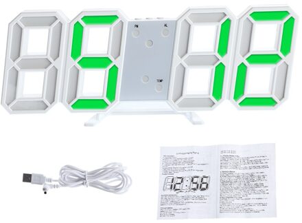 3D Digitale Tafel Klok Wandklok Led Nachtlampje Datum Tijd Display Alarm Usb Snooze Thuis Woonkamer Decoratie B2