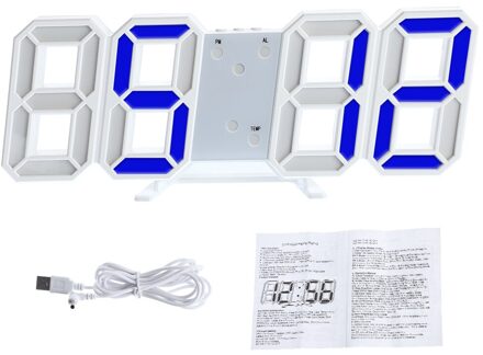 3D Digitale Tafel Klok Wandklok Led Nachtlampje Datum Tijd Display Alarm Usb Snooze Thuis Woonkamer Decoratie B3