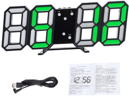 3D Digitale Tafel Klok Wandklok Led Nachtlampje Datum Tijd Display Alarm Usb Snooze Thuis Woonkamer Decoratie B6