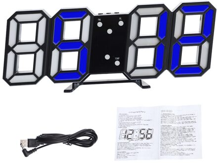 3D Digitale Tafel Klok Wandklok Led Nachtlampje Datum Tijd Display Alarm Usb Snooze Thuis Woonkamer Decoratie B7
