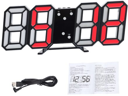 3D Digitale Tafel Klok Wandklok Led Nachtlampje Datum Tijd Display Alarm Usb Snooze Thuis Woonkamer Decoratie B8