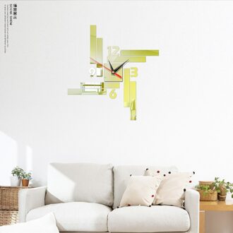 3D Diy Onregelmatige Klok Acryl Wandklok Moderne Voor Keuken Home Decor Muursticker Hollow Cijfer Klok ligth goud