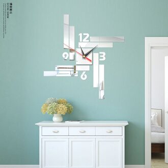 3D Diy Onregelmatige Klok Acryl Wandklok Moderne Voor Keuken Home Decor Muursticker Hollow Cijfer Klok zilver