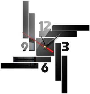 3D Diy Onregelmatige Klok Acryl Wandklok Moderne Voor Keuken Home Decor Muursticker Hollow Cijfer Klok zwart
