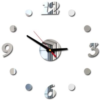 3D Diy Romeinse Cijfers Acryl Spiegel Muursticker Klok Home Decor Muurschildering Decals Houten Klok Desktop Klok Zilver