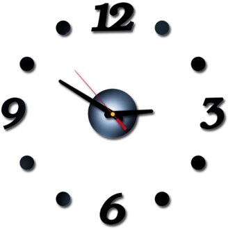 3D Diy Romeinse Cijfers Acryl Spiegel Muursticker Klok Home Decor Muurschildering Decals Houten Klok Desktop Klok zwart