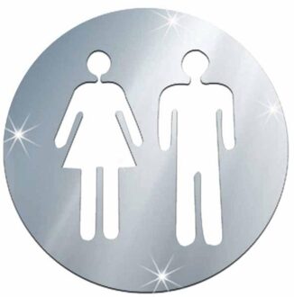 3D Diy Ronde Vorm Toilet Teken Thuis Badkamer Entree Teken Man/Vrouwen Wc Spiegel Deur Sticker Home Muur sticker Decor ronde zilver