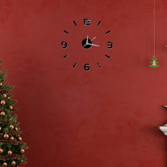 3D Diy Wandklok Moderne Acryl Arabisch Cijfer Wandklok Voor Thuis Woonkamer Slaapkamer Decoratie-Zwart (Batterij niet Inbegrepen)